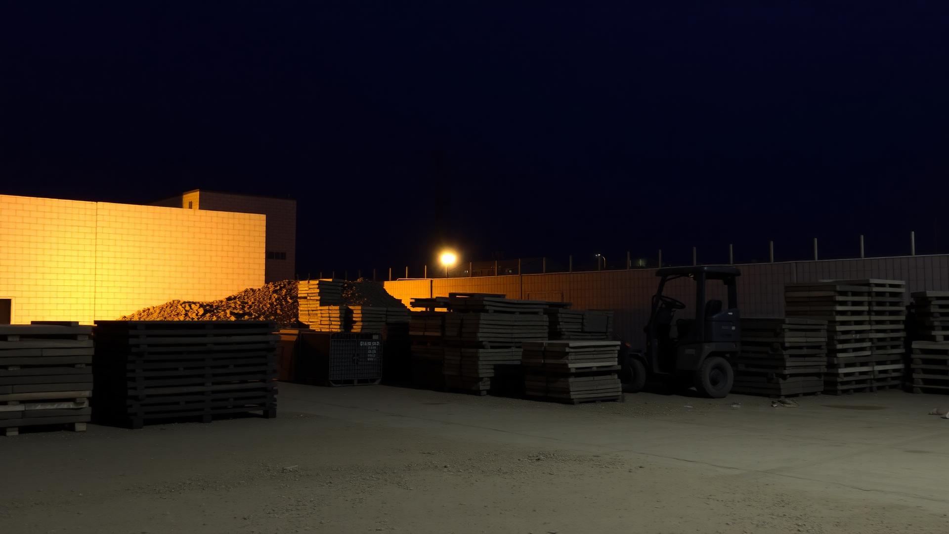 Palety betonové zámkové dlažby připravené na stavbě